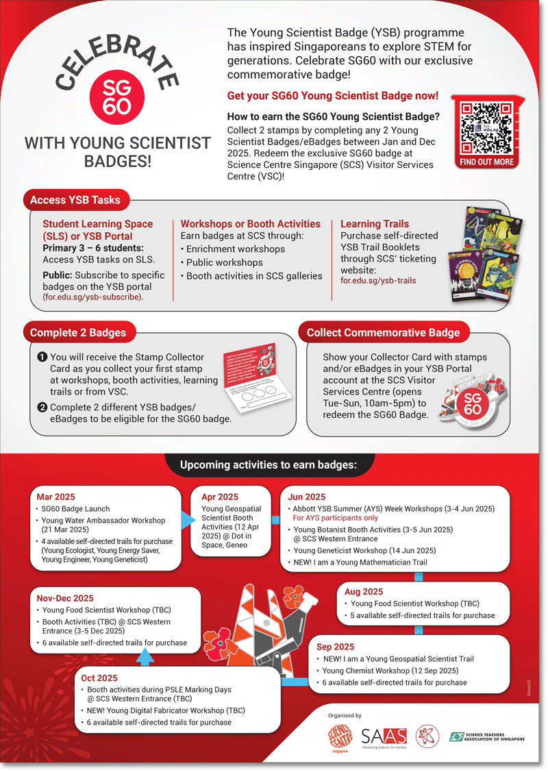 Celebrate SG60 with the Young Scientist Badge programme