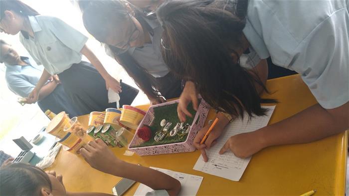 Student getting ready for the sales at Hong Kah Secondary